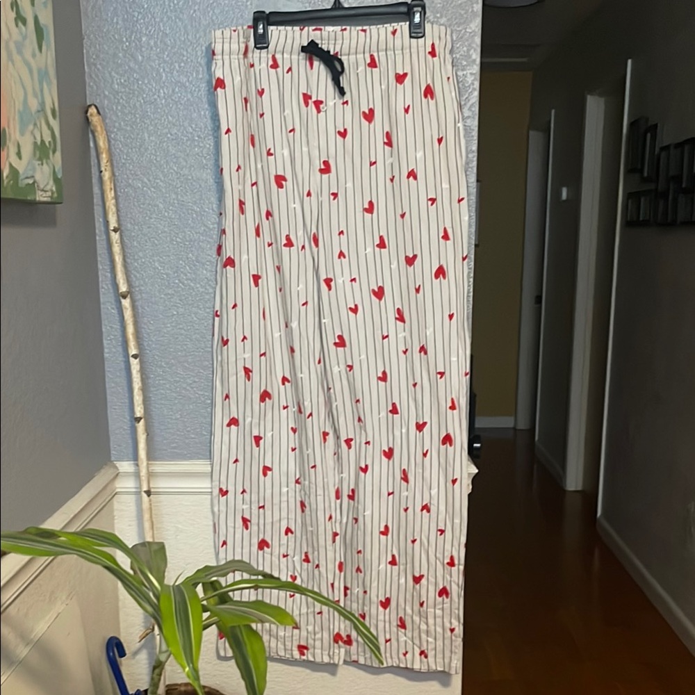 MAD Engine Red and White Heart Pajama Pants
